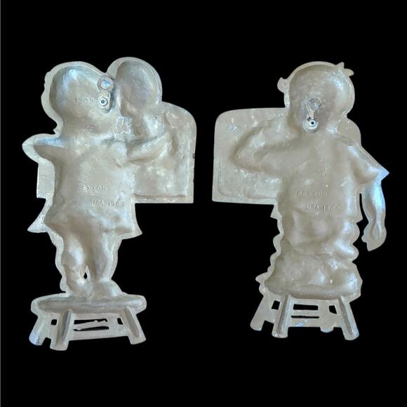 Vintage 1966 Sexton Wall Plaques - Boy and Girl Bathroom Toothbrushing Set - Picture 4 of 6